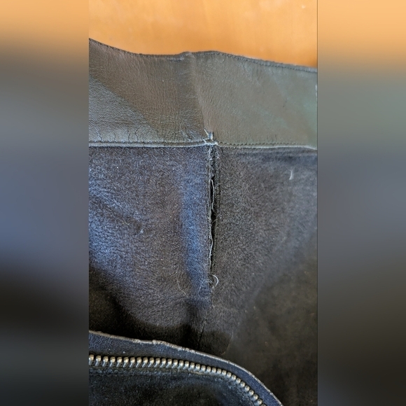 FRANCO SARTO Black Leather Suede Knee-high Wedge Boots, Zip-Up, Size 8 - Picture 7 of 8